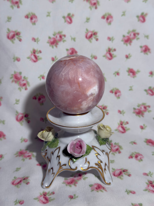 Pink Carnelian Flower Agate Sphere