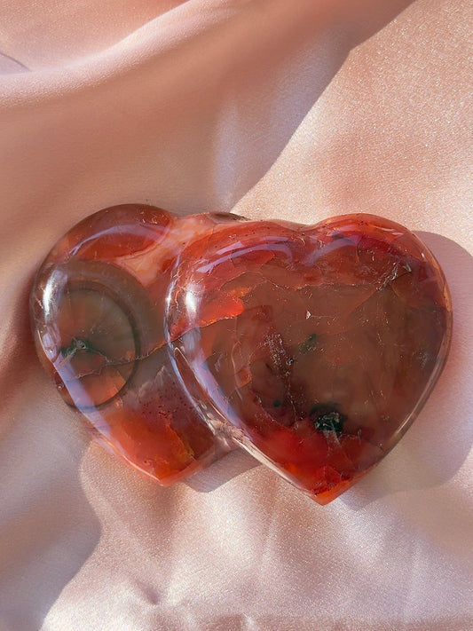 Raspberry Pink Carnelian Double Hearts