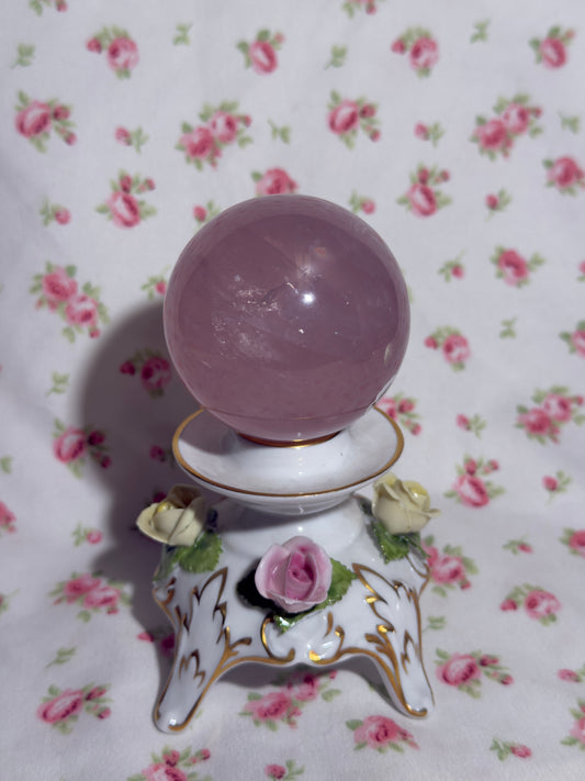 12-Ray Star Rose Quartz Sphere