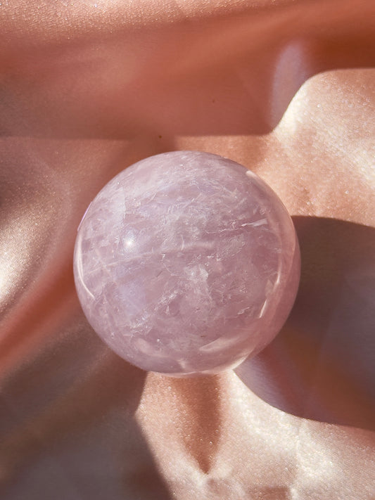 Lavender Star Rose Quartz Sphere with Pyrite Inclusions