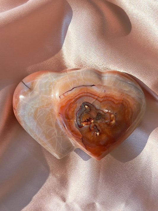 Peachy Carnelian Double Hearts