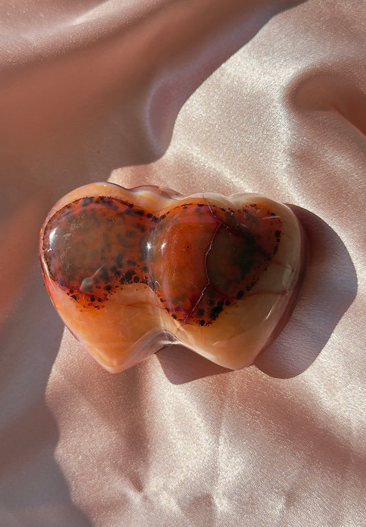 Cheetah Carnelian Double Hearts