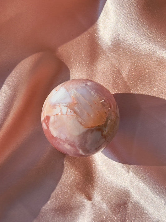Pink Carnelian Flower Agate Sphere