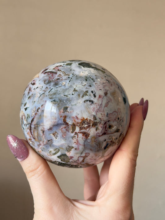 Pastel Blue Cosmic Jasper Sphere