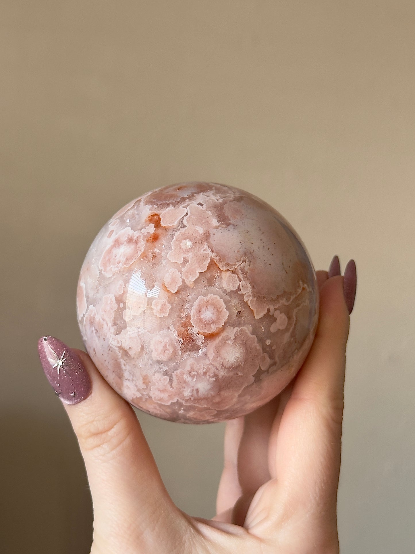 HQ Strawberry Pink Amethyst & Flower Agate Sphere