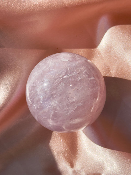 Lavender Star Rose Quartz Sphere with Pyrite Inclusions