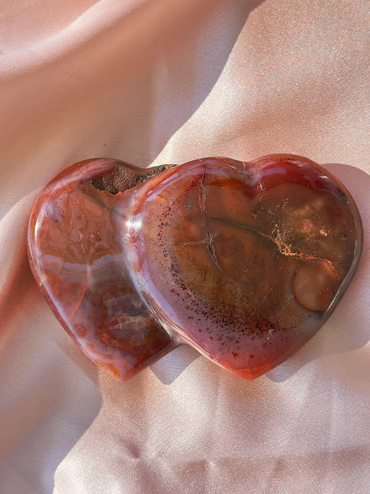 Raspberry Pink Carnelian Double Hearts
