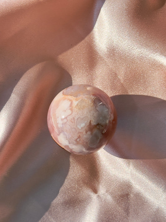 Pink Carnelian Flower Agate Sphere