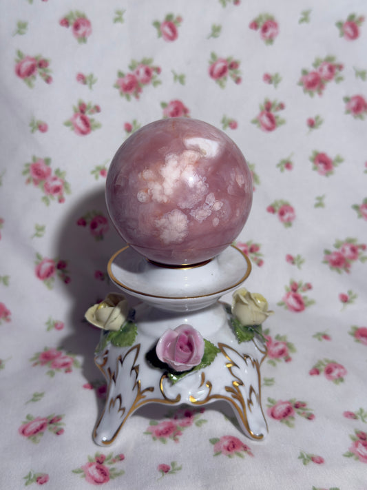 Pink Carnelian Flower Agate Sphere