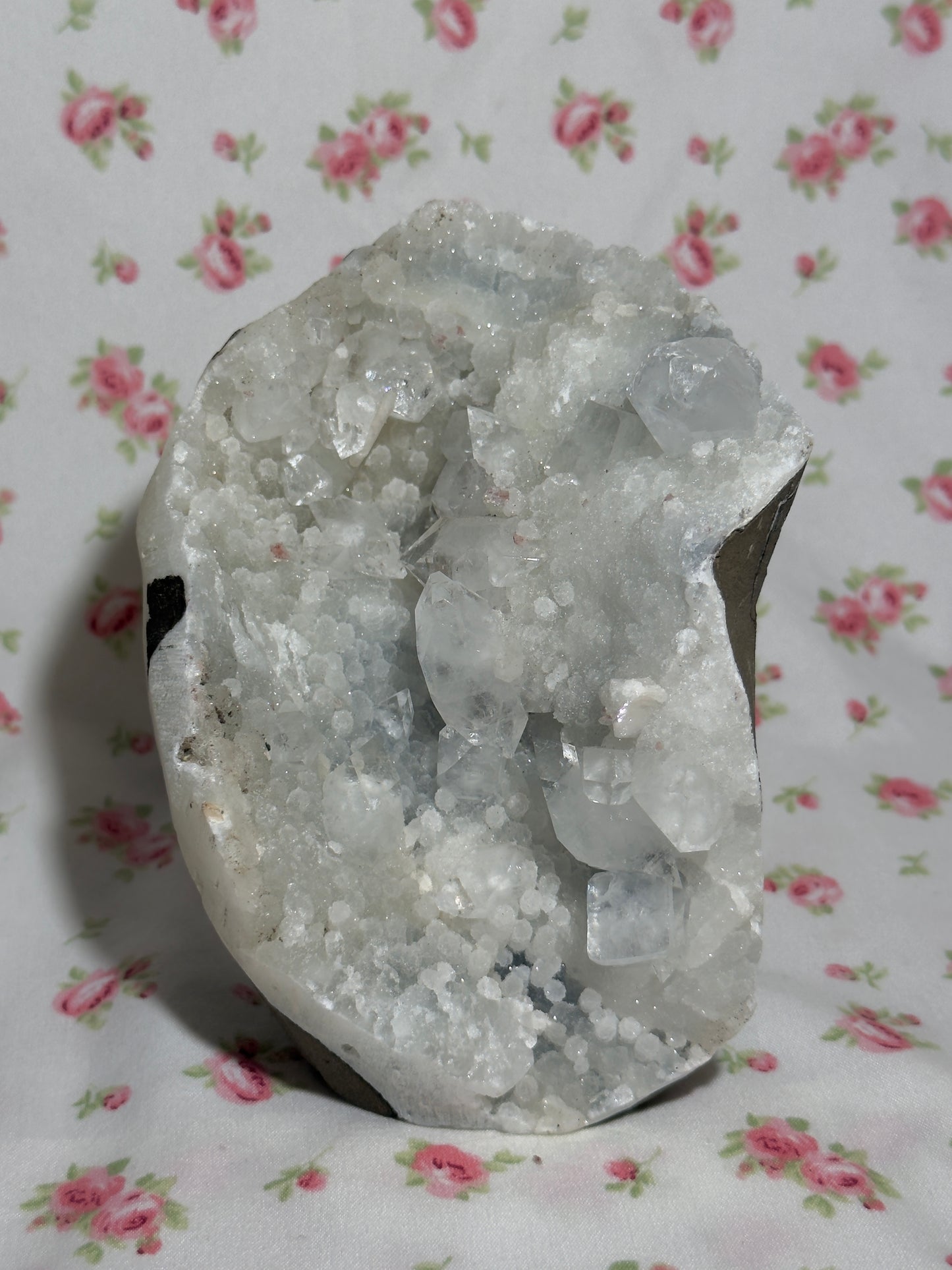 Apophyllite on Blue/White Chalcedony