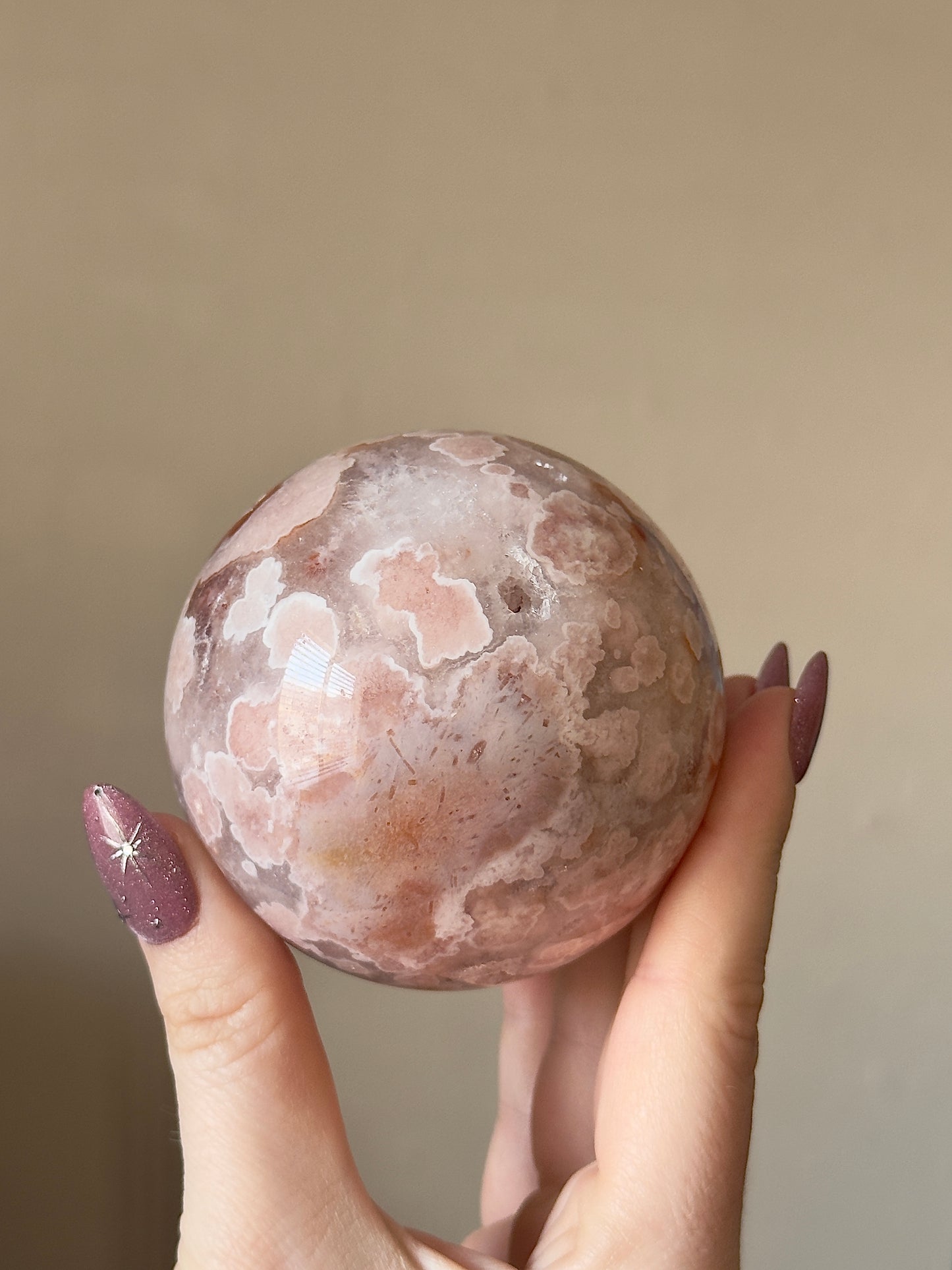 HQ Strawberry Pink Amethyst & Flower Agate Sphere