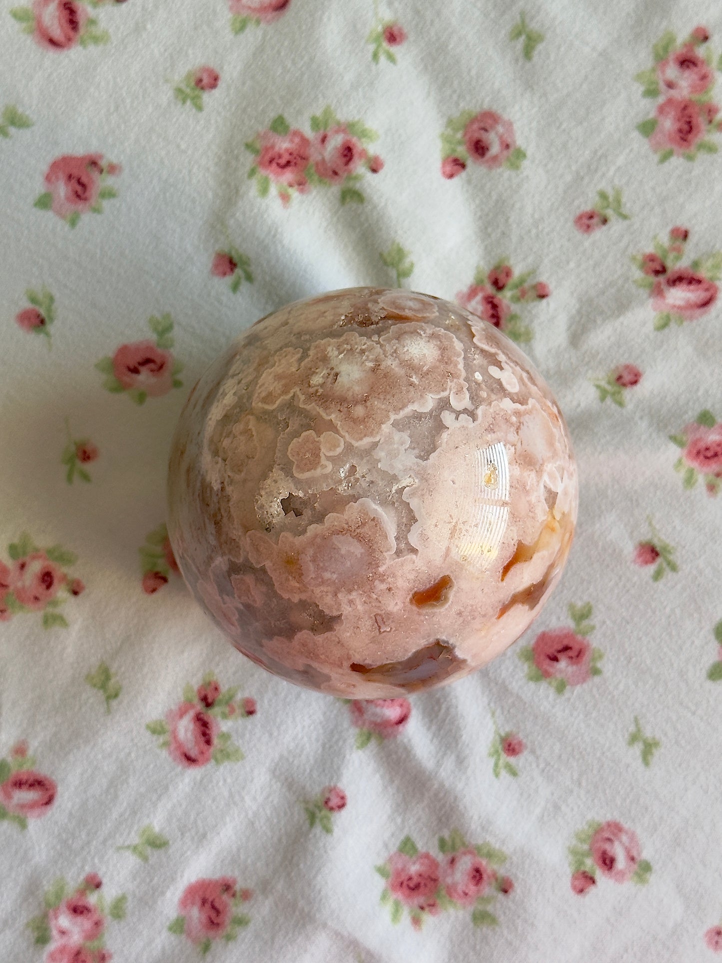 HQ Strawberry Pink Amethyst & Flower Agate Sphere