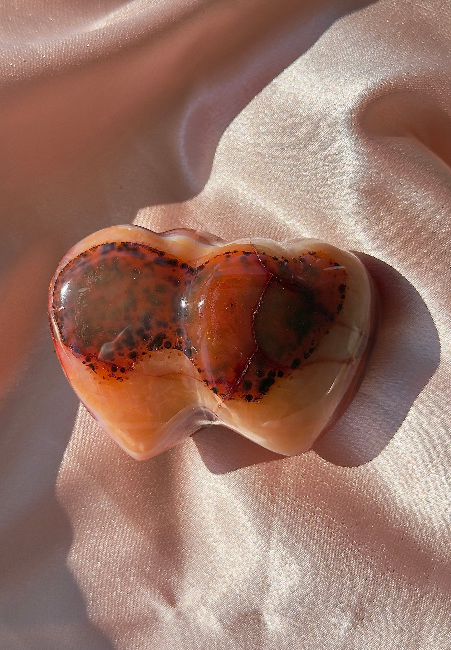 Cheetah Carnelian Double Hearts