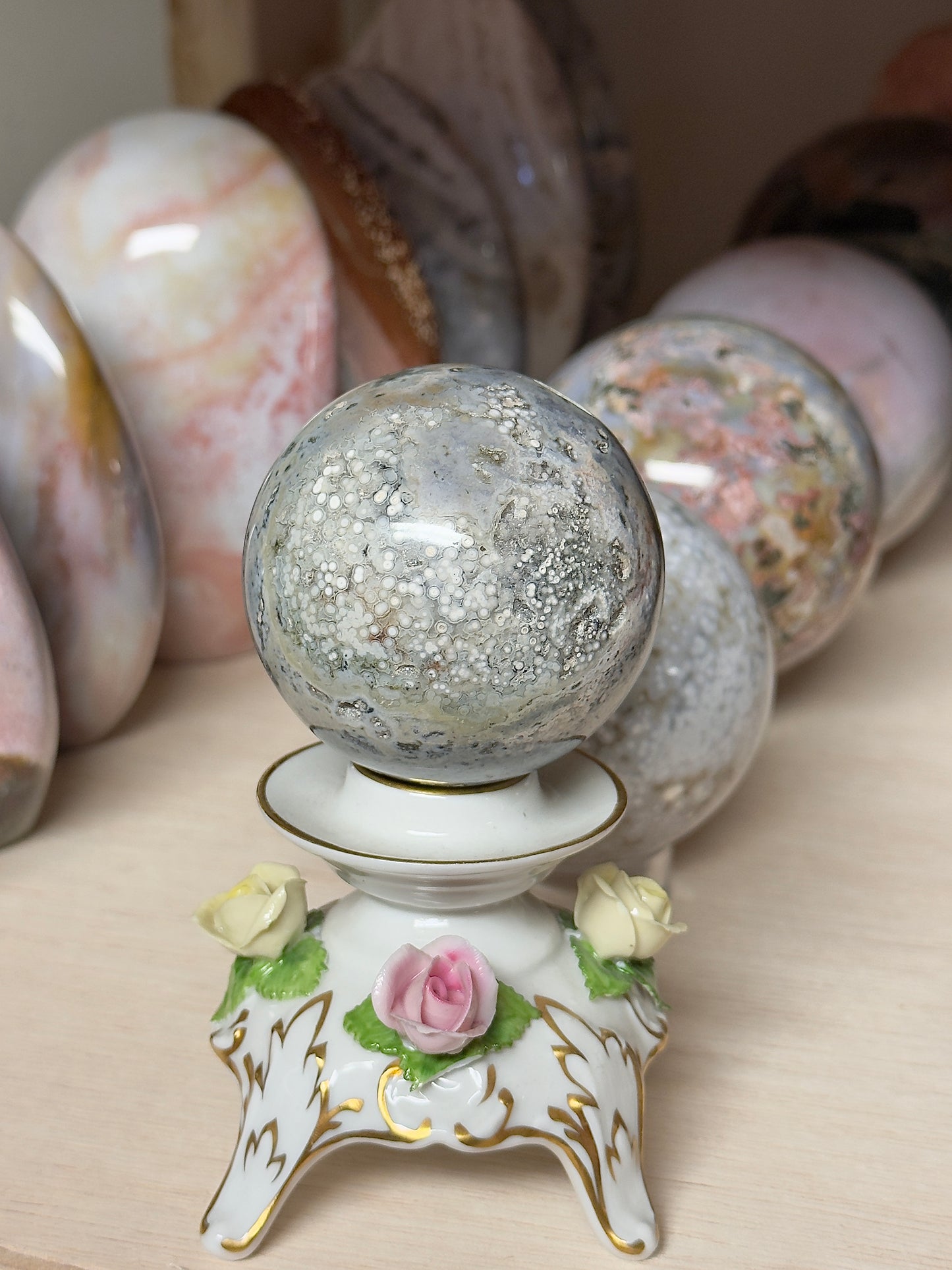 Blue Orbicular Sea Jasper Sphere