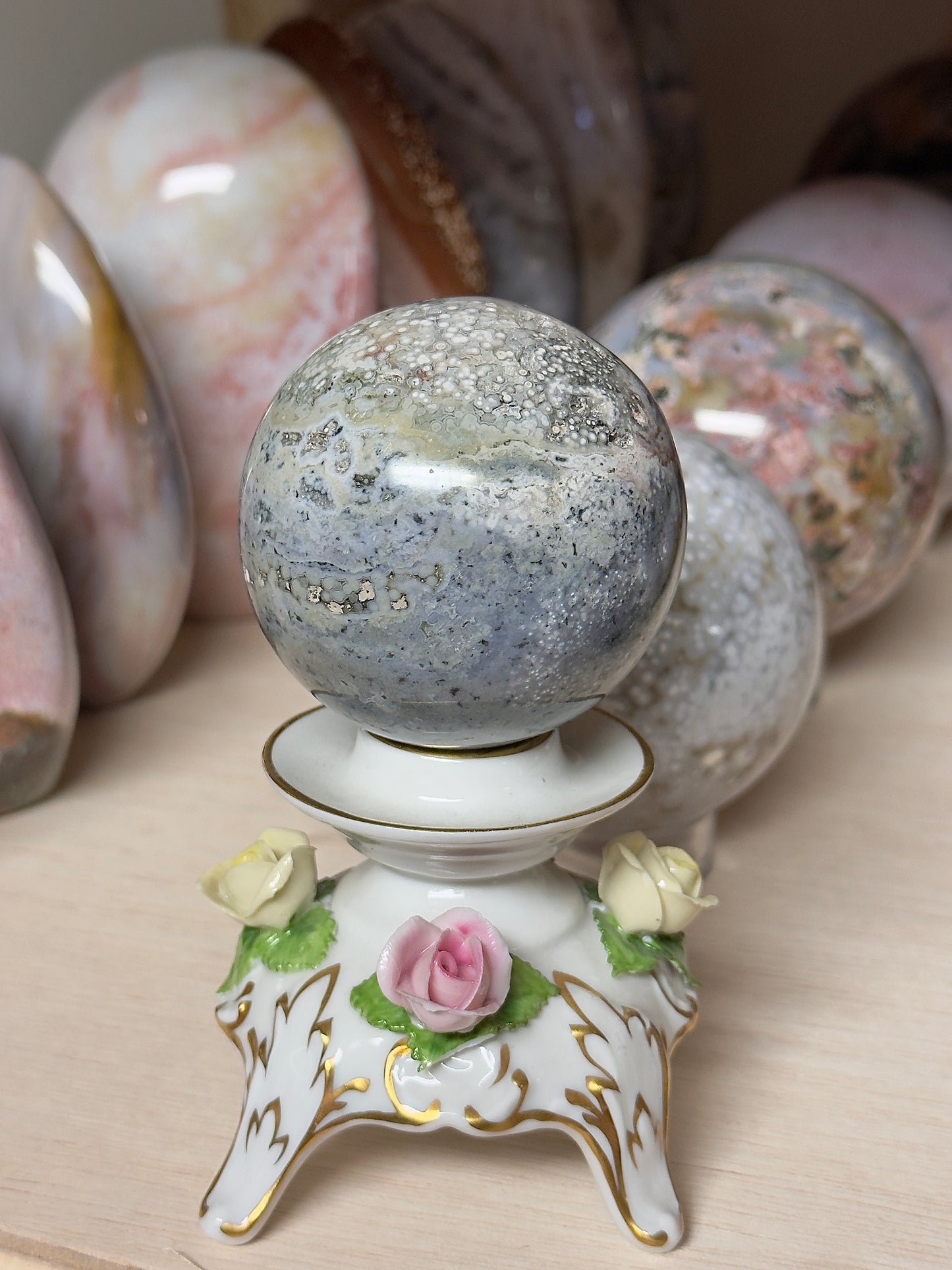 Blue Orbicular Sea Jasper Sphere