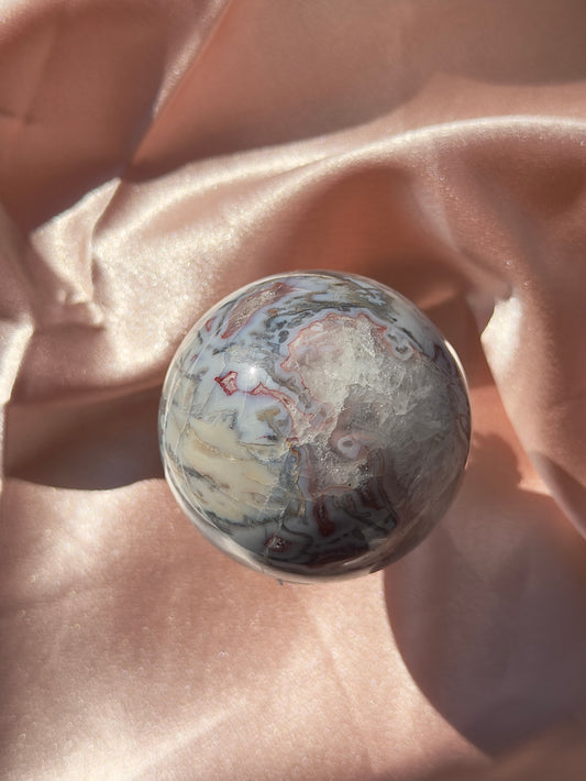 Pink & Quartzy Moss Agate Sphere