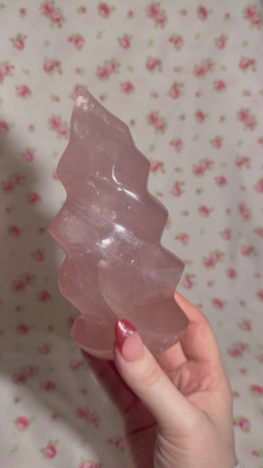 Rainbow Star Rose Quartz Flame